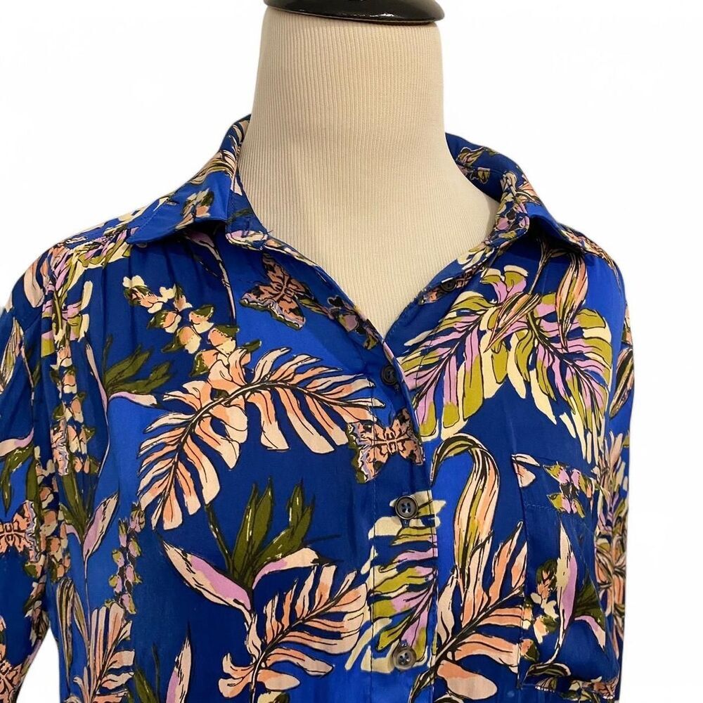 Free People High-Low Novelty Print Butterfly Leaf Floral - Picture 2 of 7